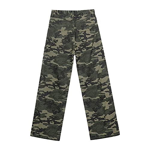 Ladies Four Seasons High Waist Design Loose Wide Leg Camo Straight Leg Plus Size Yoga Dress Pants For Women With Pockets #TOP1