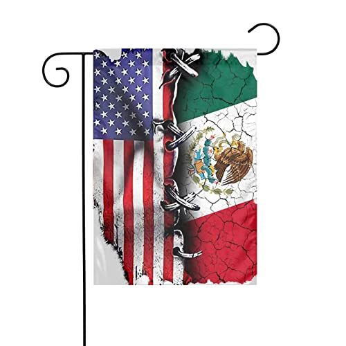Mexican American Pride Flag Garden Flag Double Sided National Flags Decoration Yard Flag Outdoor Party Decoration Banner 12x18 Inch