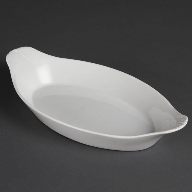 Olympia Whiteware Oval Eared Dishes 289mm Porcelain Serving Plates Oven Safe 6pc