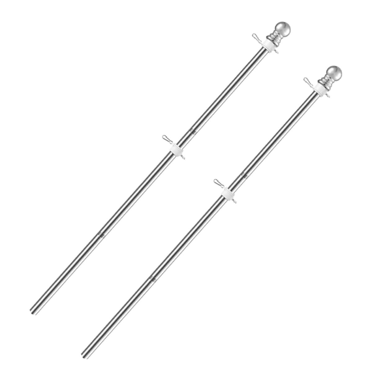 Toddmomy Set 2 Pezzi per Bandiera in Metallo Inossidabile Resistente 1,5 Metri Tre Sezioni per Terrazzi e Decorazioni Esterne