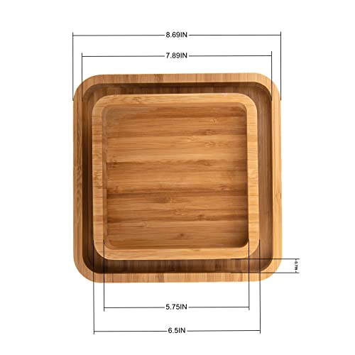 Mateda Bamboo Pistachio Snack Bowl Double Dish Nut Bowl With Shell Storage, 9.5" X 9.5" X 3.8" #TOP5