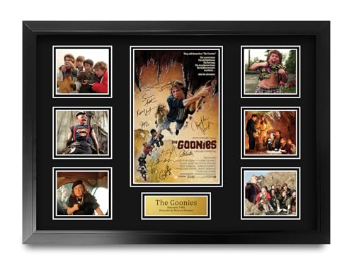 HWC Trading Goonies Cadeaux imprimés autographes signés, Montage d'affichage de présentation pour les fans de cinéma - A2 Encadré
