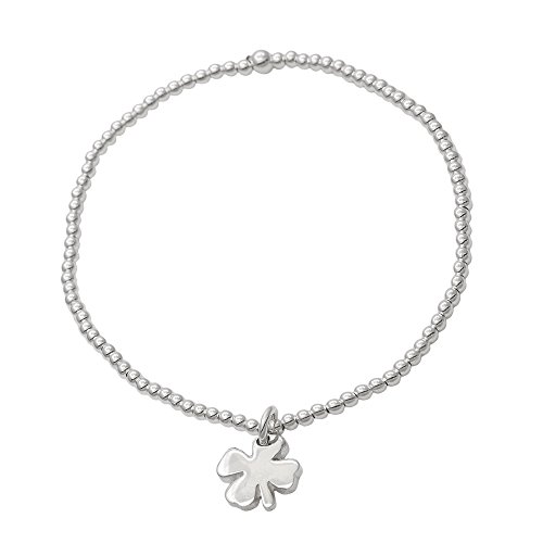 Bracelet à billes en argent 925 avec trèfle porte-bonheur extensible