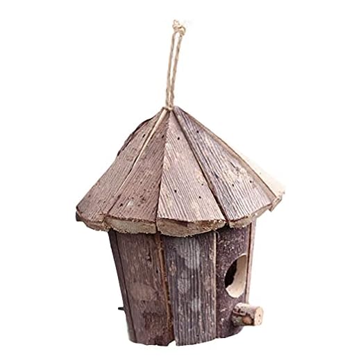 Happyyami Hängande Fågelhus Trä Fåglar Boor Trä Bur Trä För Utomhus Inomhus Fåglar Hängande Feeder Nesting Hut