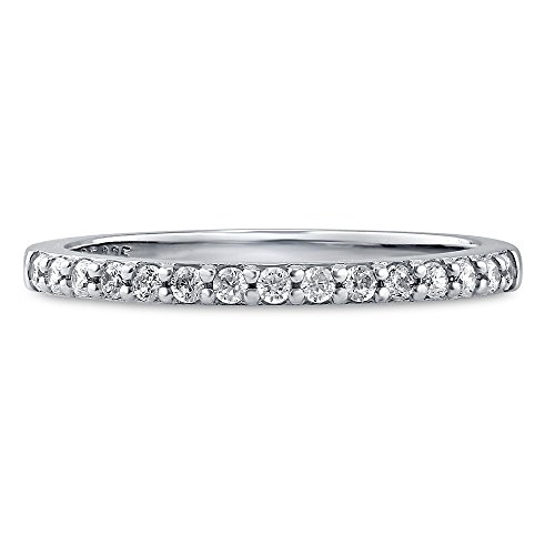 Berricle Sterling Silver Wedding Rings Pave Set Cubic Zirconia Cz Half Eternity Ring For Women, Rhodium Plated Size 7 #TOP1