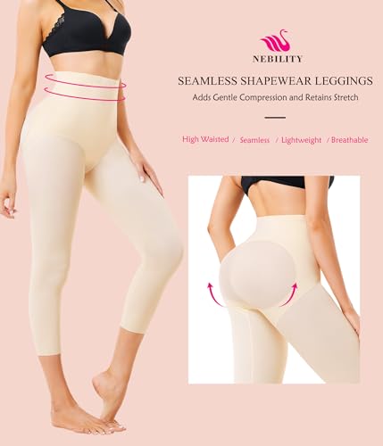 Nebility Seamless Leggings for Women Tummy Control Butt Lifting Shapewear Pants Body Shaper Light Shaping Slip Underwear2