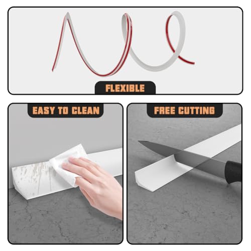 1 m Silikon-Dichtungsstreifen für Duschwannen, Kantenabdichtung, Spaltdichtung, Schwelle, Nassraum, Boden, Wassersperre, Spritzschutz für Badewanne, Arbeitsplatte (zwei Klebstoffe)