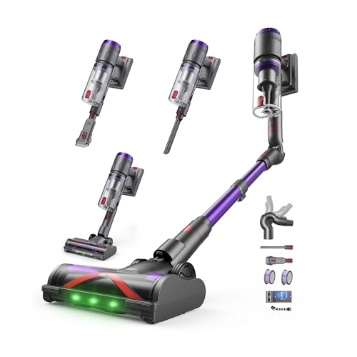 Circlio Aspirapolvere Senza Fili 90 Min, 600W/58000Pa, Scopa Elettrica Senza Fili, Aspirapolvere Senza Filo con LED Touchscreen, Autoportante Anti-Avvolgimento per Tappeti/Pavimenti/Peli Animali