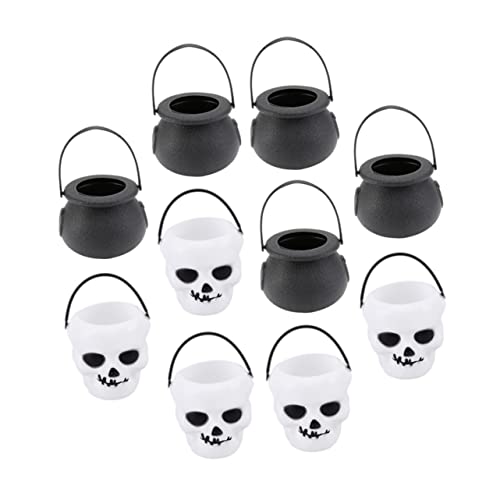 PRETYZOOM 10Pcs Halloween Skull Design Candy Bucket Novelty Treat Storage for Halloween Decoration for Home Party Use
