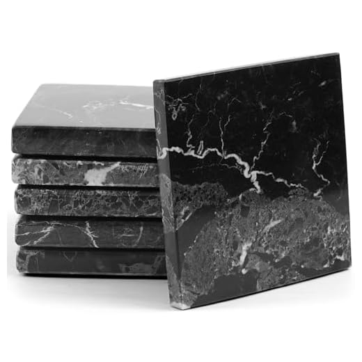 Radicaln Marble Coasters Square 3.5" Inches Black Handmade Coasters for Drinks, Marble Drink Coaster for Home Bar, Ideal Coaster Set of 6