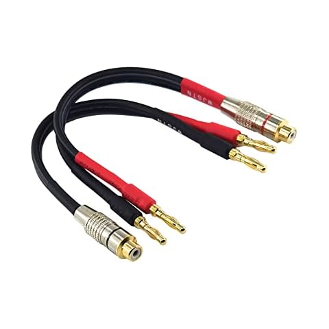 WJSTN RCA to Flex Pin Banana Plug Adapter 6 inches Flex Pin Banana Plugs to Female RCA Audio Cable 2Pack (4mm Banana Plug to RCA) Cover
