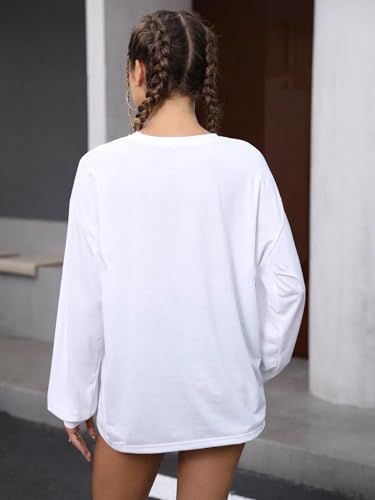 Image of CHKOKKO Oversized Round Neck Drop Shoulder Printed Polyester Full Sleeves T-Shirt for Women