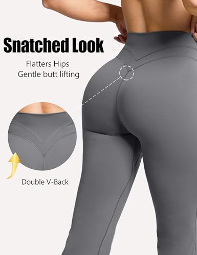 Olmlmt Flare Leggings for Women Butt Lifting - Crossover High Waisted Buttery Soft Gym Workout Yoga Pants