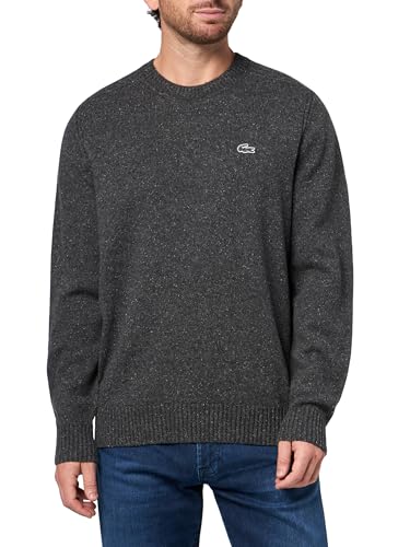 Lacoste Men's French Made Slub Wool Sweater, Bitume Neps, Medium