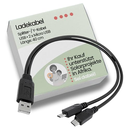 Villageboom USB auf 2 Micro USB Stecker, Ladekabel Hub Y Splitter 1 zu 2, Micro USB Y Kabel Verteiler, 2 Geräte gleichzeitig Laden, 40cm lang, Produkt mit sozialem Mehrwert Villageboom USB auf 2 Micro USB Stecker, Ladekabel Hub Y Splitter 1 zu 2, Micro USB Y Kabel Verteiler, 2 Geräte gleichzeitig Laden, 40cm lang, Produkt mit sozialem Mehrwert