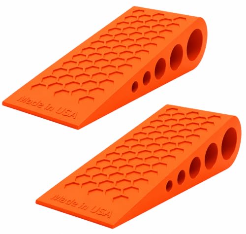 Image of Door Stoppers for Bottom of Door Premium Floor Rubber Door Stop Wedge Made in USA Heavy Duty Honeycomb Design for Carpet, Tile, Ideal for Home, School, Commercial,Orange