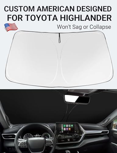 Image of Proadsy for Toyota Highlander 2020-2025 2026 Windshield Sun Shade 4-Layer Foldable Front Sunshade Highlander L LE XLE Limited Platinum Protector Sun Visor Blocks UV Rays Keep Car Cooler