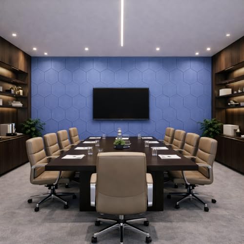 Image of MMT Acoustix HexaFelt Bevelled Acoustic Panels, Luxury Sound Absorbing Felt Wall Panels for Home, Office & Studios | VOC Free, 30x30 cm, | Pack of 7 | Carolina Colour