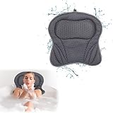 Gukasxi Netz Badewannenkissen, Badekissen mit 8 starken rutschfesten Saugnäpfe, Komfort Nackenkissen, Mesh Bath Pillow, für Badewanne Home Spa