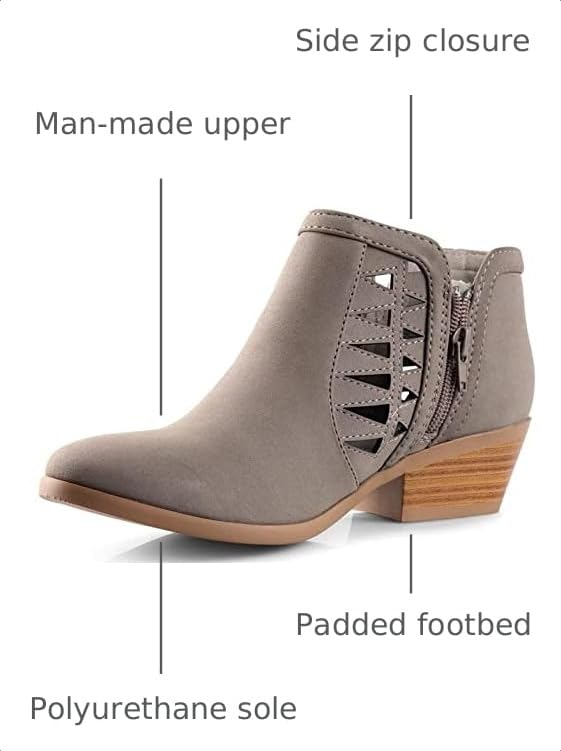 Image of Soda CHANCE Womens Perforated Cut Out Stacked Block Heel Ankle Booties (Wide Fit Available)
