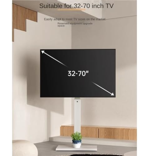 Support TV pivotant avec base rectangulaire stable et hauteur réglable