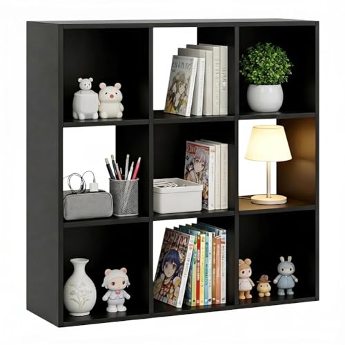 SageNest 9 Cube Storage Organizer Reversible Bookcase Shelf Open Cube Bookshelf Large Modern Storage for Living Room Bedroom & Office Black