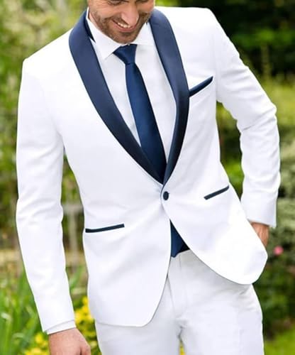 Mens Suit Sets for Groomsmen Navy Shawl Lapel Dress Suits Regular Fit Casual Suit2
