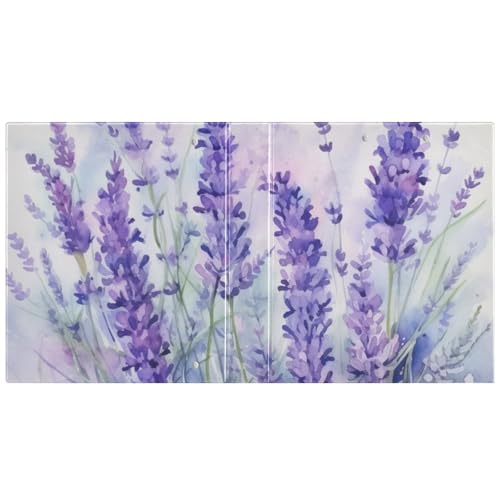 Image of Purple Lavender Flower 3 Ring Binder with 2 Interior Pockets 1.5 inch Binders 3 Ring Heavy Duty Fit 8.5 inch x 11 inch Letter Size for Office School, 2 Pack