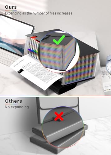 TOPCJ Organizador de arquivos com 25 bolsos com alça de plástico, pastas de arquivos expansíveis par