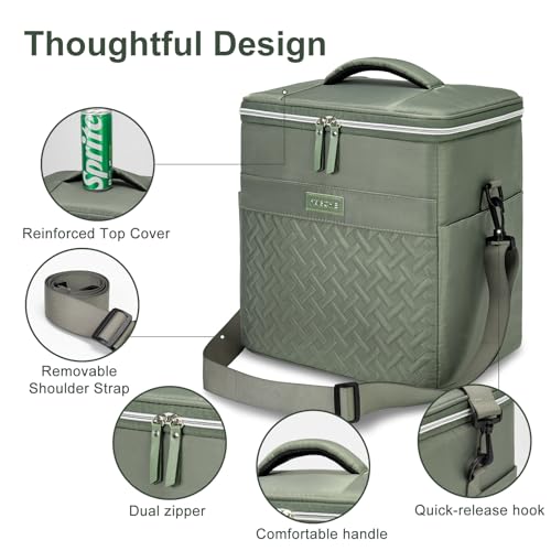 Stillithou Insulated Cooler Bag for Men Women, 45 Cans Large Capacity Waterproof Coolers, Soft Portable Cooler Box for Beach Travel Camping Picnic Work, Green — view 5