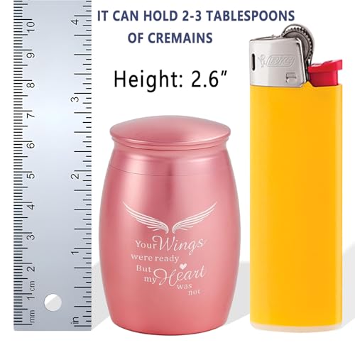 Image of Small Keepsake Urns for Human Ashes for Women /Female / /Mom /Mother | 2.7 inch Pink Mini Cremation Urn - Small Memorial Token Urn with Velvet Bag & Funnel - A Perfect Tribute & Gift for Families