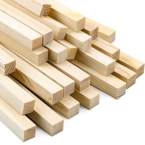 BILLIOTEAM 25 Pack of Unfinished 1/2” x 12” Hardwood Square Wooden Dowel Rods or Sticks - Perfect for DIY Arts and Crafts Projects as Well as Home Decoration
