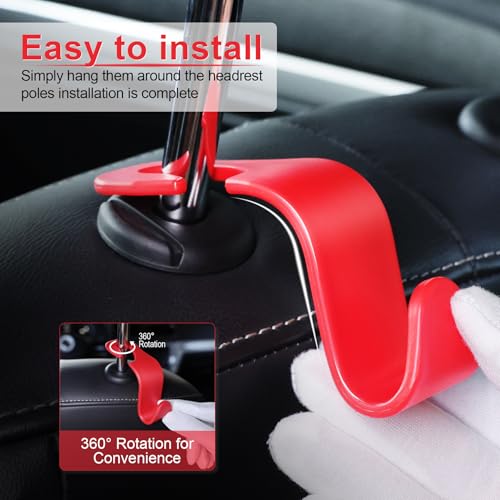 Image of LivTee Car Seat Headrest Hook - 4 Pack Universal Auto Back Seat Hook Organizer for Purse Coat, Interior Accessories