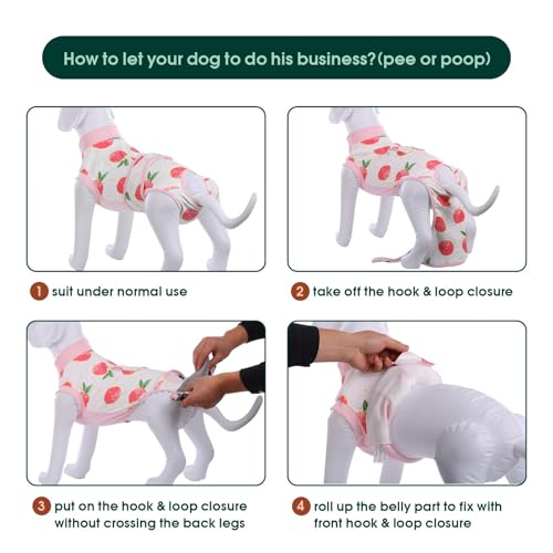 Kuoser Dog Recovery Suit Female, Dog Onesie for Surgery, Female Spay and Male Neuter Onesie for Post-Op Care, Prevent Licking Puppy Onesies, Pink L - Image 5