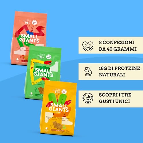 SMALL GIANTS®| Snack Proteici con Farina di Grillo - Mix - Crackers Proteici gusti Pomodoro&Origano, Rosmarino&Timo, Lime&Pepe Nero - Proteine Sostenibili, Senza Zuccheri Aggiunti, Low Carb Chips - Image 5