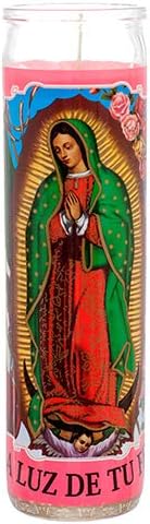 New 369229 Religious Candle Virgen De Guadalupe Pink (12-Pack) Fashion Accessories Wholesale Bulk Candles Fashion Accessories Firesale