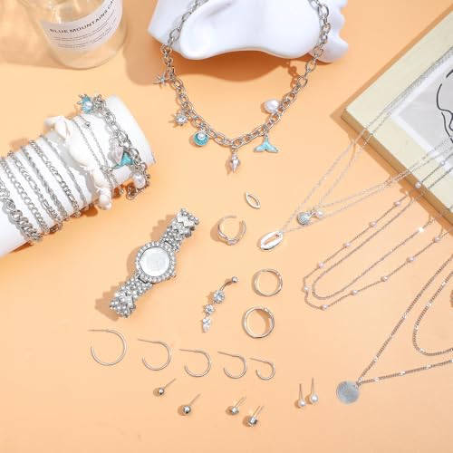 NEWITIN 64 Pieces Silver Jewelry Set for Women Fashion Bohemian Jewelry by NEWITIN - Used condition - Image 3