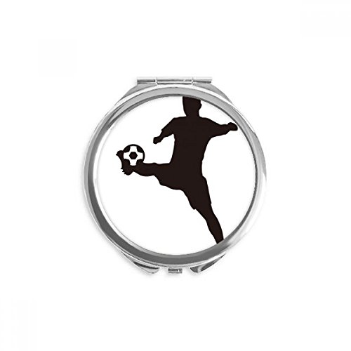 Miroir rond de poche football sport silhouette maquillage portable multicolore