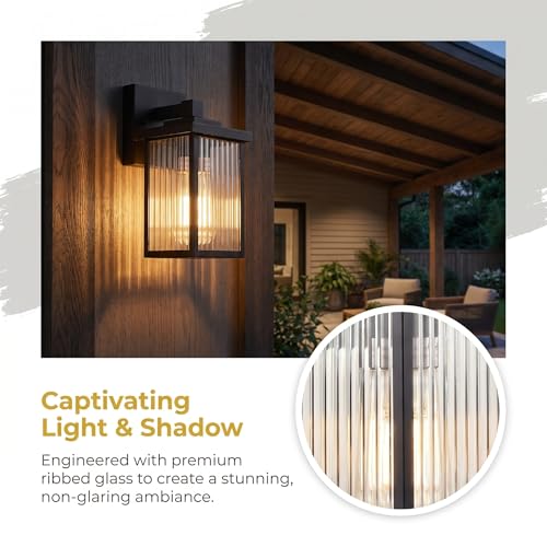 hameso Black Wall Mount Porch Lights Modern Outdoor Lighting Fixtures - image 3