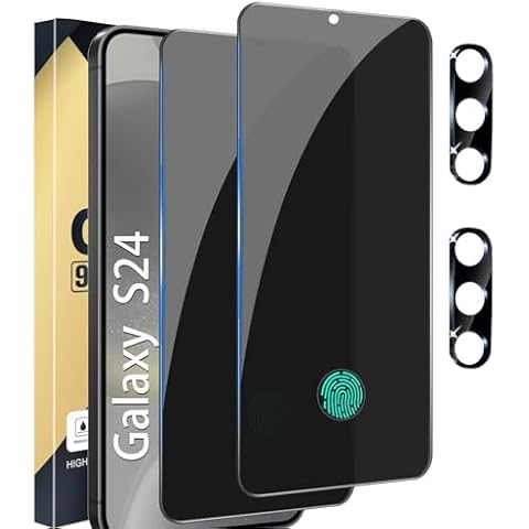 CWQZGUF [2+2 Pack] Galaxy S24 Privacy Screen Protector, 2 Pack Privacy Tempered Film with 2 Pack Camera Lens Tempered Glass, High Clarity, Anti-Spy Protection for Samsung S24 5G Screen Protector Cover