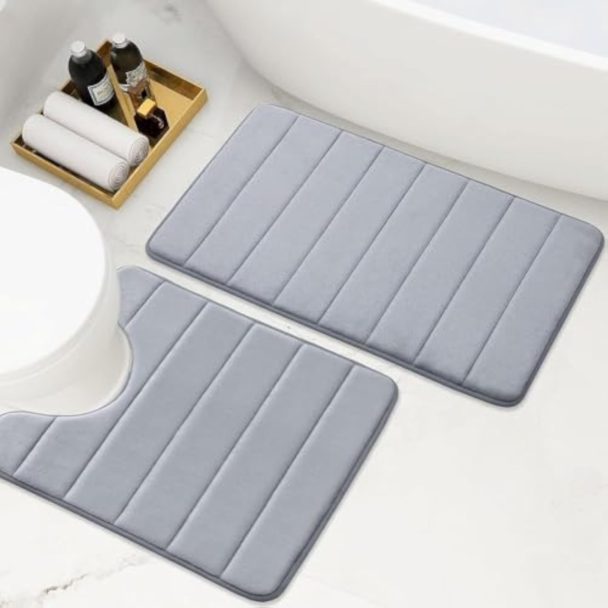 2 Piece Memory Foam Bath Mat Set