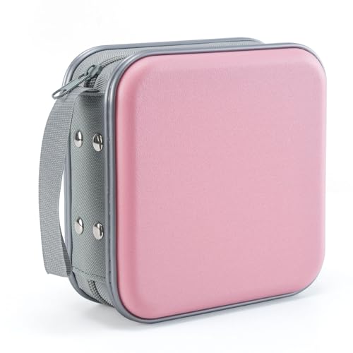 LIOVODE DVD-Tasche 48 Kapazität CD-Hülle Halter Lagerung Veranstalter Hartplastik Schutz Disc-Geldbörse für Auto (48 Kapazität Hellrosa 48)