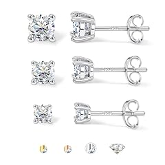 3 Pairs - 14K White Gold Push Back