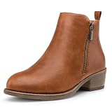 Jeossy Round Toe Low Heel Ankle Boots