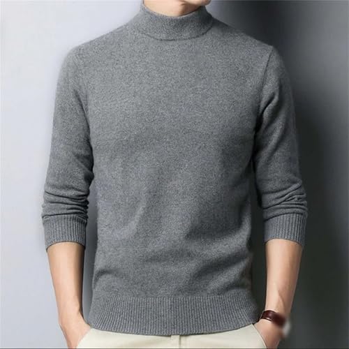 Autumn/Winter Mock Neck Sweater Men Solid Color Pullovers Man Half Turtleneck Knitwear Casual Clothing3