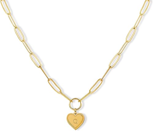 PopTopping Gold Heart Pendant Choker Necklace Heart Initial Pendant Necklaces Fo