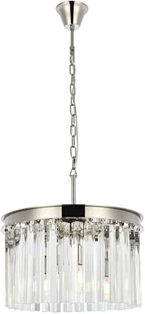 Elegant Lighting Sydney Collection 1208D16PN /RC 3-Light Pendant Lamp with Royal Cut Crystals, Polished Nickel Finish