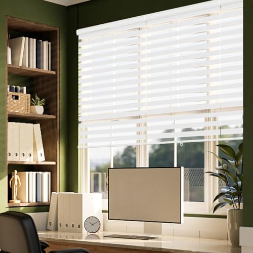 Kokorona Cordless Zebra Blinds Roller Shades for Windows, High Shading Blinds with Valance Dual Layer Blackout Day Night Shades for Privacy Room Darkening, White, 26" W x 72" H (66 W x H 183 cm) by Kokorona - Image 5