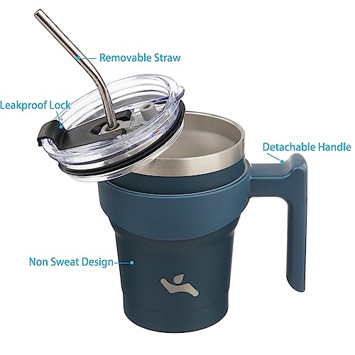 Image of Konokyo 10 oz Tumbler with Handle and Straw, Insulated Travel Mug