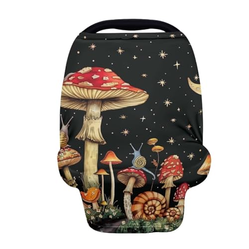 Image of Youngerbaby Black Mushroom Nursing Cover Carseat Canopy Car Seat Covers for Babies Mom Breastfeeding Scarf Infant Multi Use Cover for Baby Stroller Shopping Cart Feeding High Chair
